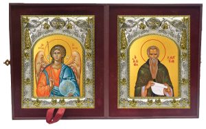 Складень Ангел Хранитель и Харитон Исповедник, епископ Иконийский, святитель