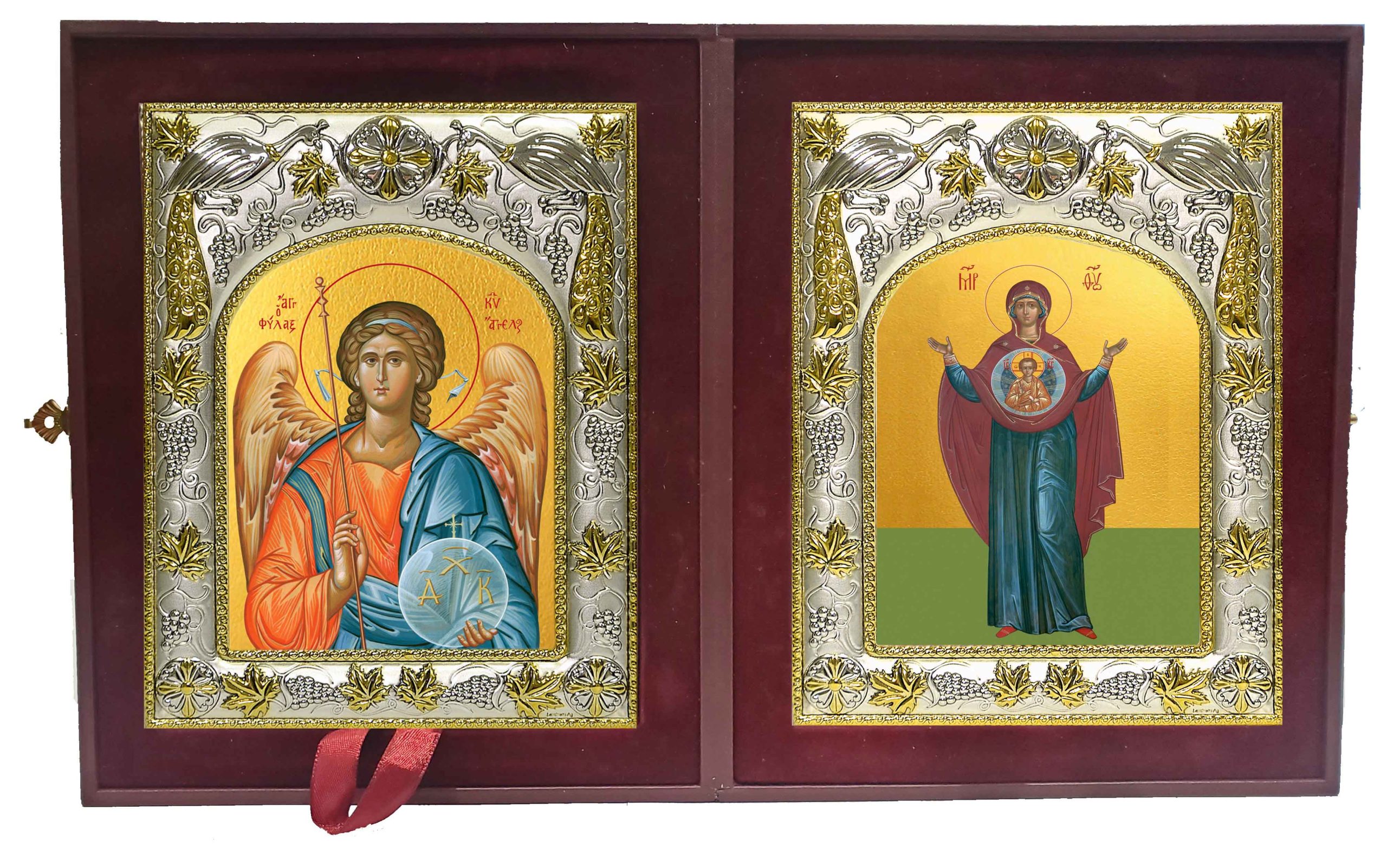Складень Ангел Хранитель и Знамение, икона Божией Матери