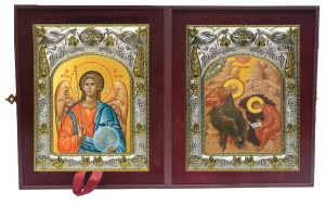 Складень Ангел Хранитель и Иоанн (Иван) Богослов апостол и Прохор апостол
