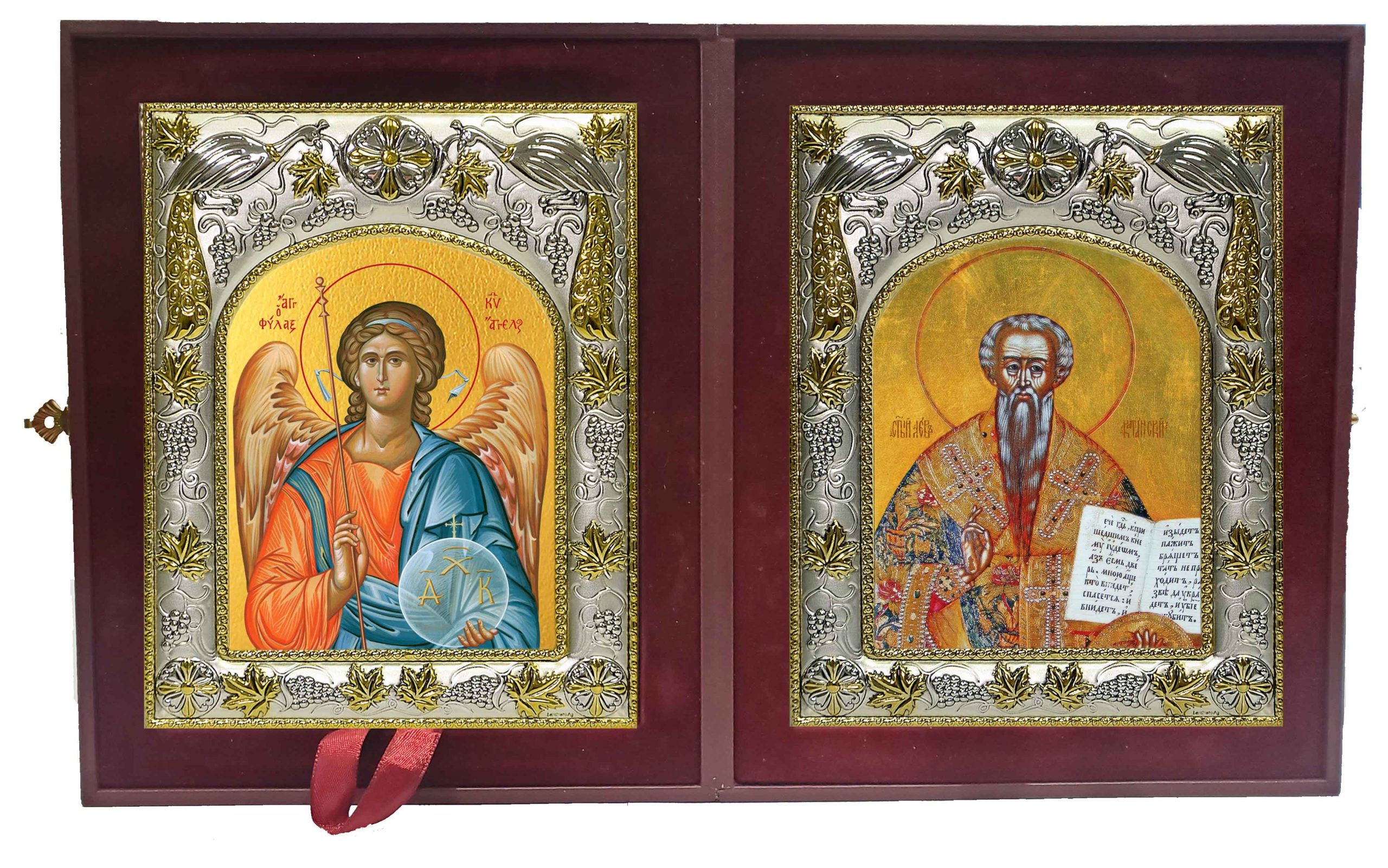 Складень Ангел Хранитель и Лев Катанский, святитель