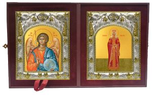 Складень Ангел Хранитель и Елена Константинопольская равноапостольная, царица