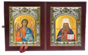 Складень Ангел Хранитель и Пётр, митрополит Крутицкий, священномученик