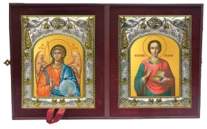 Складень Ангел Хранитель и Пантелеймон великомученик и целитель