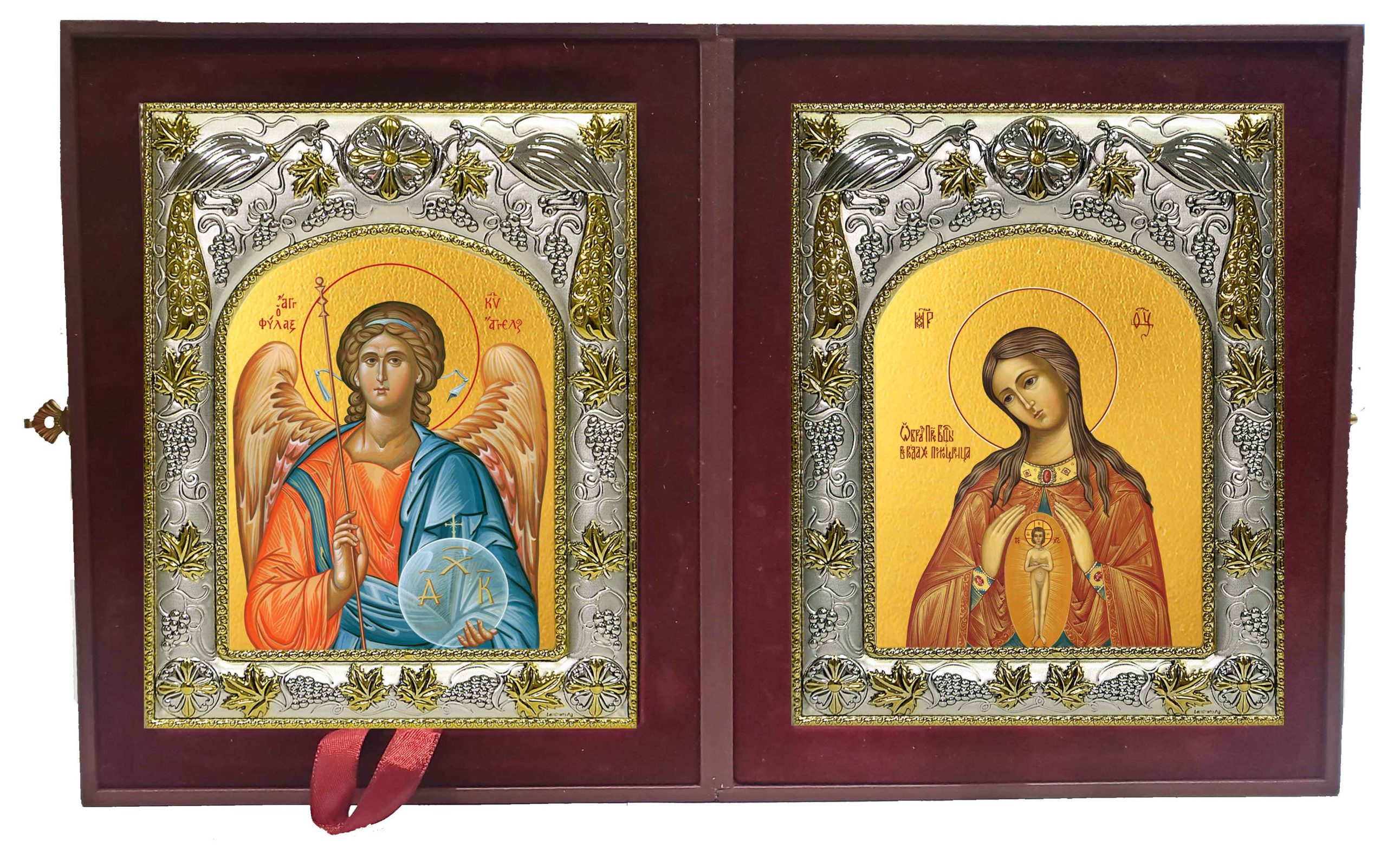 Складень Ангел Хранитель и В родах Помощница, икона Божией Матери