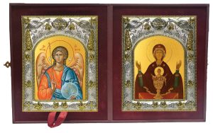 Складень Ангел Хранитель и Неупиваемая чаша, икона Божией Матери