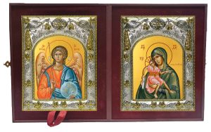 Складень Ангел Хранитель и Достойно Есть, икона Божией Матери