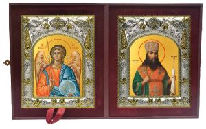 Складень Ангел Хранитель и Феодосий Углицкий, архиепископ Черниговский, святитель