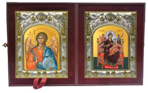 Складень Ангел Хранитель и Всецарица, икона Божией Матери