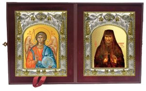 Складень Ангел Хранитель и Никифор Преподобный Прокаженный