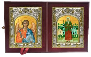 Складень Ангел Хранитель и Ксения Петербургская (Петербуржская)