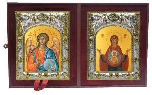 Складень Ангел Хранитель и Знамение, икона Божией Матери