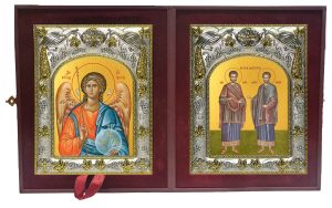 Складень Ангел Хранитель и Косьма и Дамиан мученики