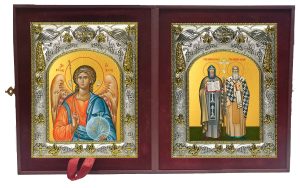 Складень Ангел Хранитель и Кирилл и Мефодий равноапостольные