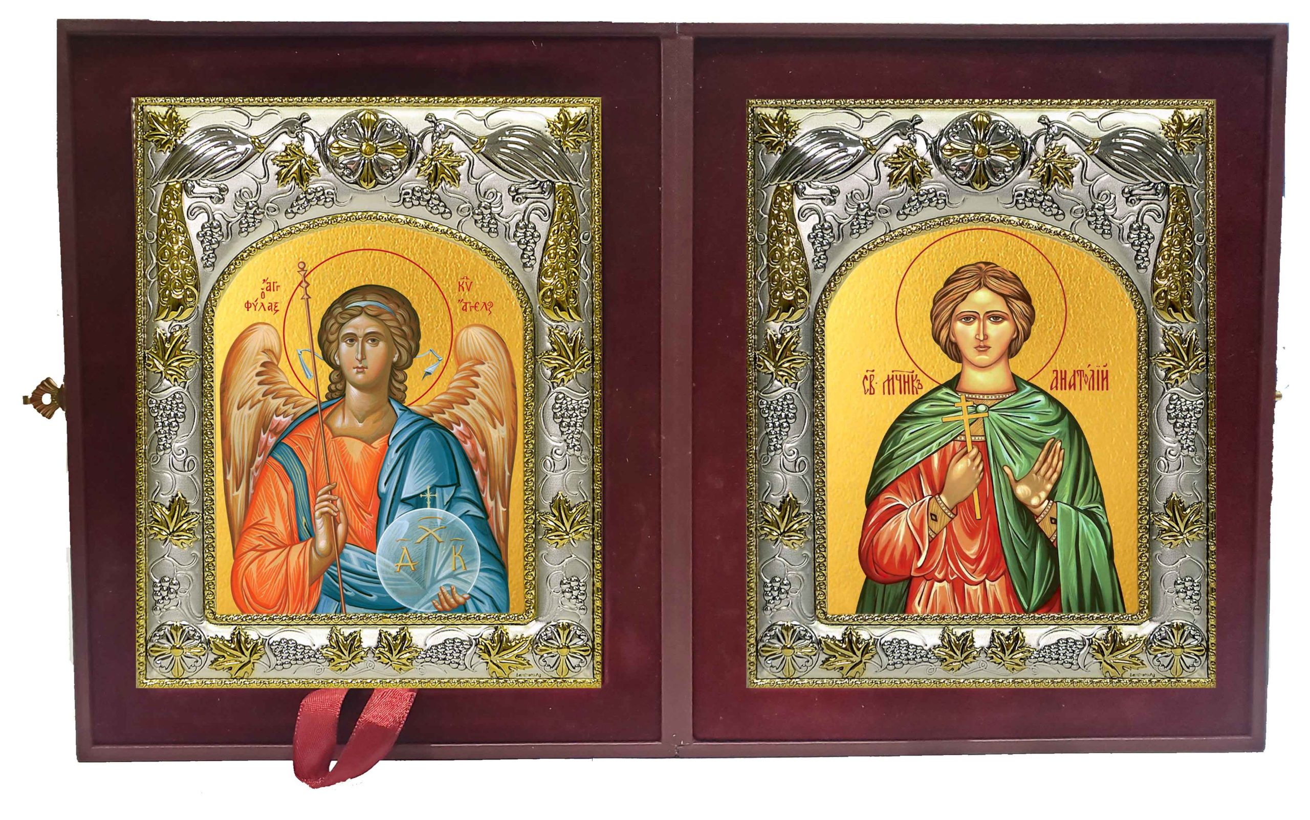 Складень Ангел Хранитель и Анатолий Никомедийский мученик