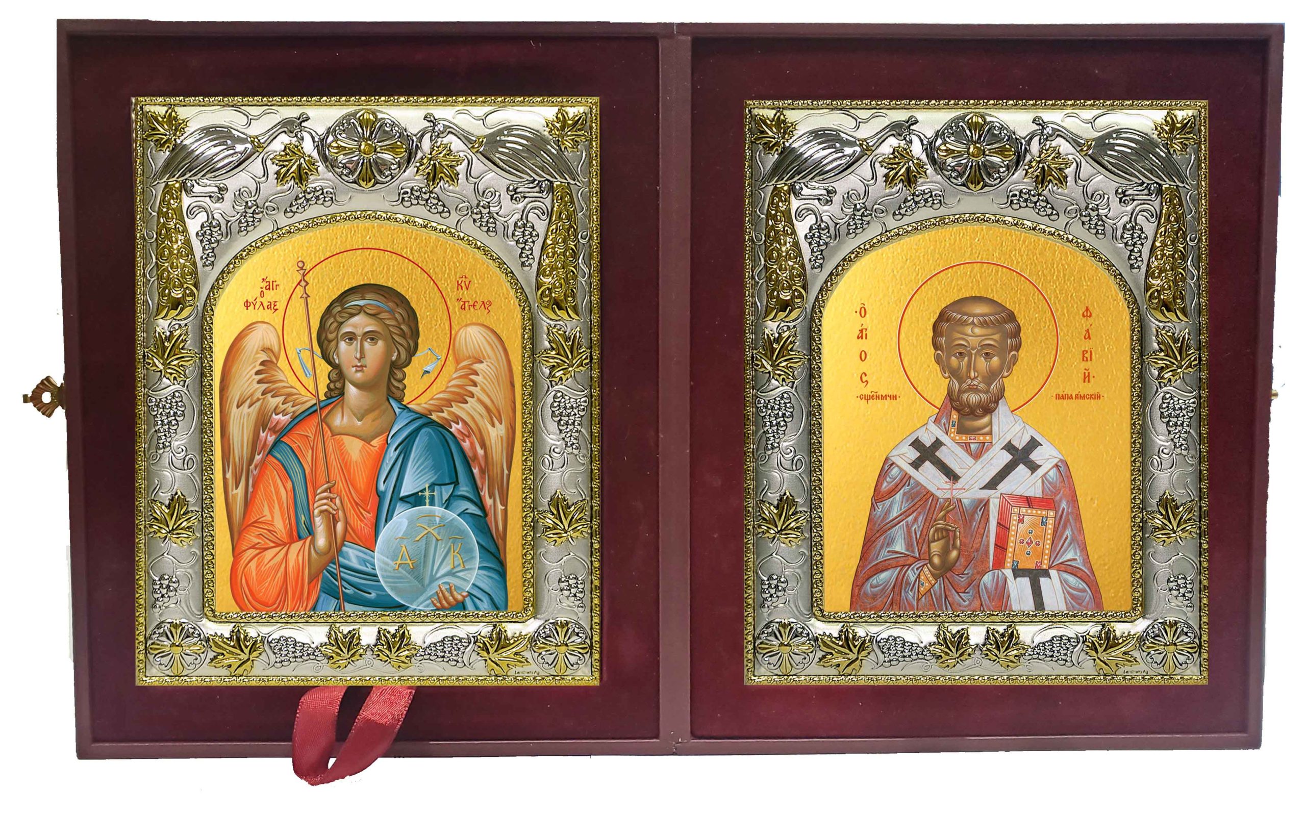 Складень Ангел Хранитель и Фавий, папа Римский, священномученик