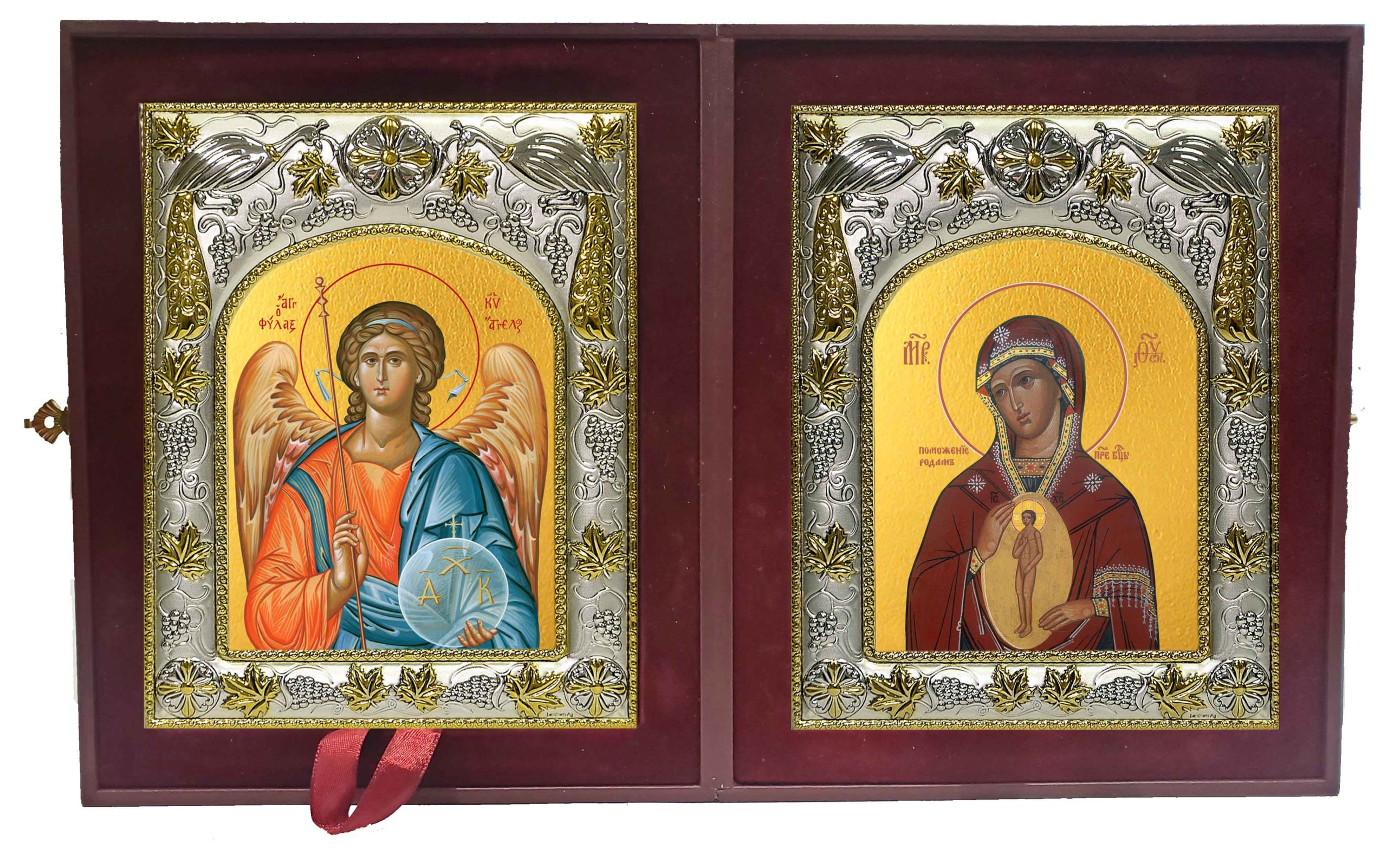 Складень Ангел Хранитель и В родах Помощница, икона Божией Матери