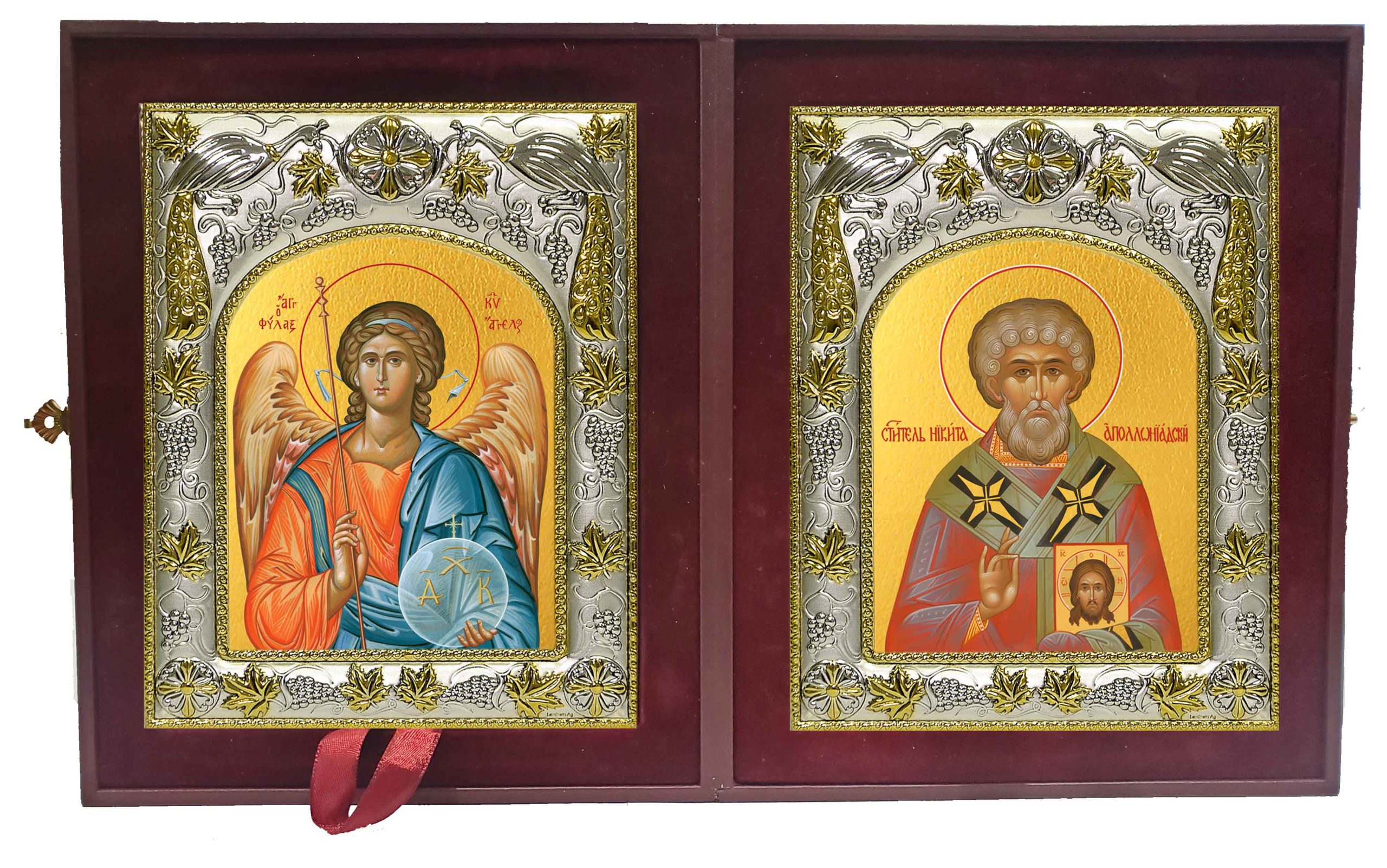 Складень Ангел Хранитель и Никита исповедник, архиепископ Аполлониадский