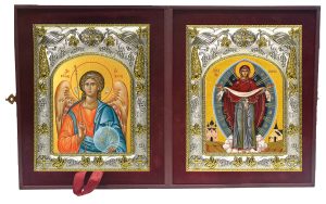 Складень Ангел Хранитель и Покров, икона Божией Матери