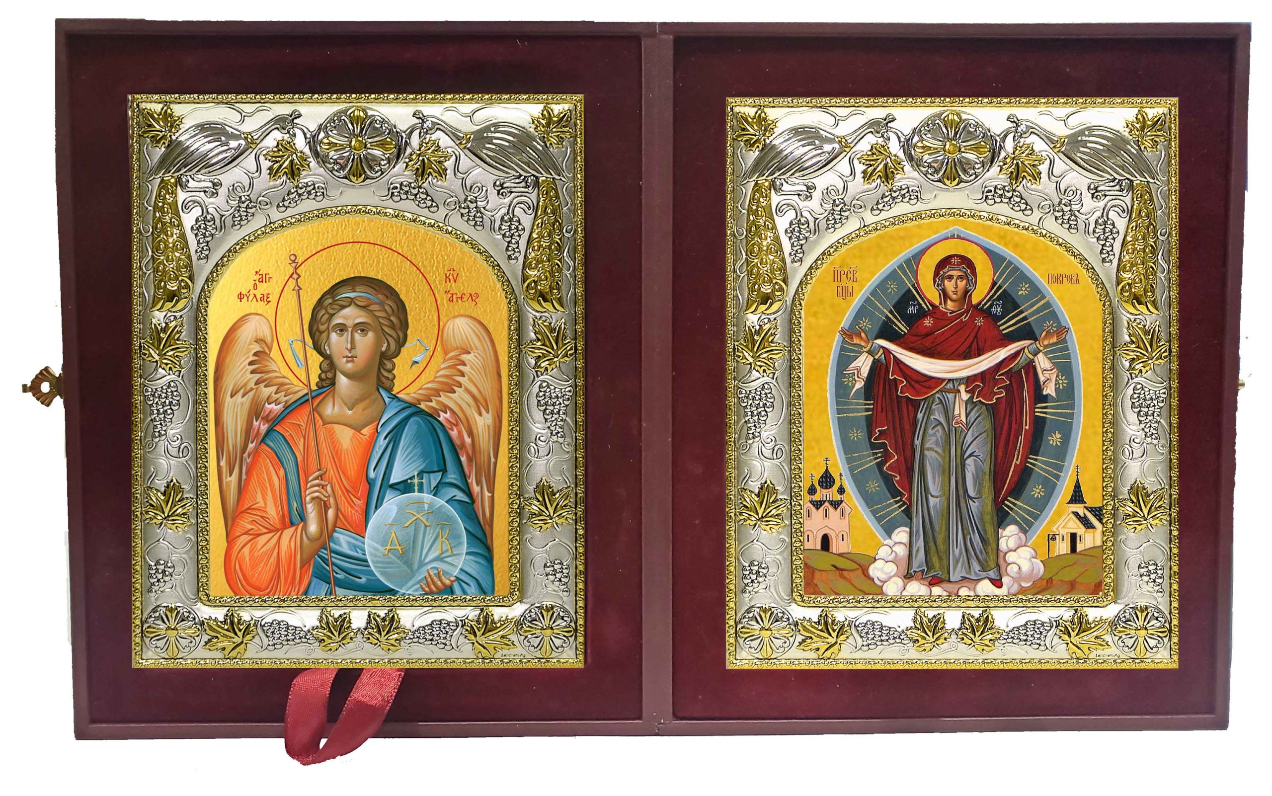 Складень Ангел Хранитель и Покров, икона Божией Матери