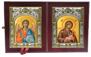 Складень Ангел Хранитель и Млекопитательница, икона Божией Матери