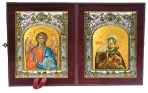 Складень Ангел Хранитель и Взыграние младенца, икона Божией Матери