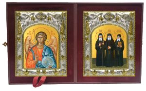 Складень Ангел Хранитель и Иаков (Тсаликис) Эвбейский Блаженный старец, преподобный Паисий Святогорец, преподобный Порфирий Кавсокаливит