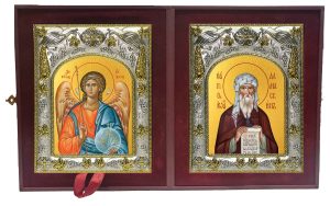 Складень Ангел Хранитель и Иоанн (Иван) Дамаскин преподобный