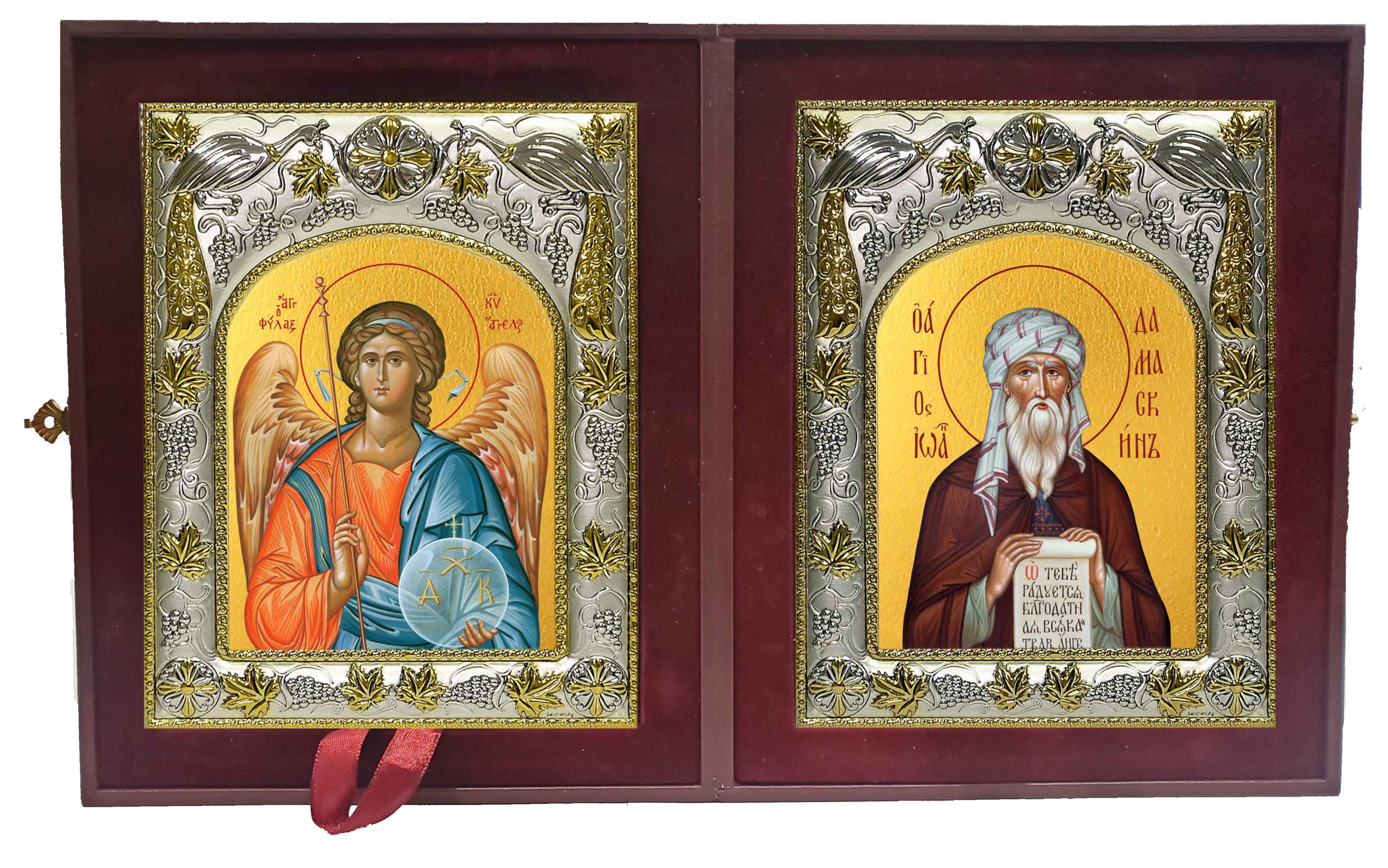 Складень Ангел Хранитель и Иоанн (Иван) Дамаскин преподобный