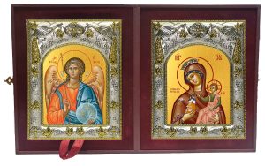 Складень Ангел Хранитель и Тучная Гора, икона Божией Матери