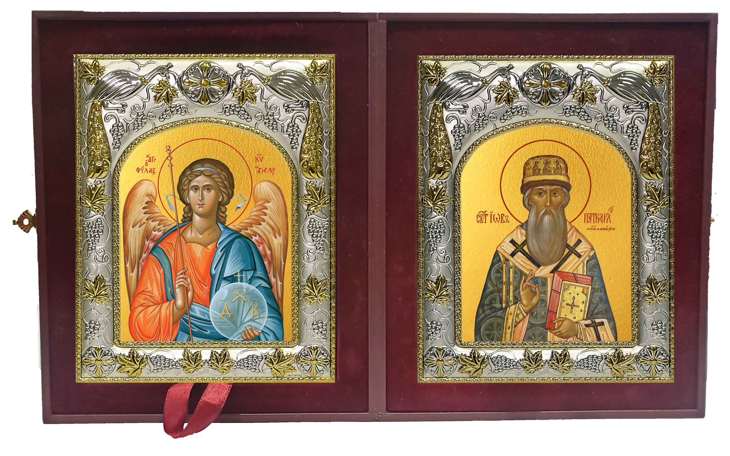 Складень Ангел Хранитель и Иов, патриарх Московский и всея Руси, святитель