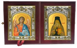 Складень Ангел Хранитель и Феофан Затворник Вышенский, святитель, чудотворец