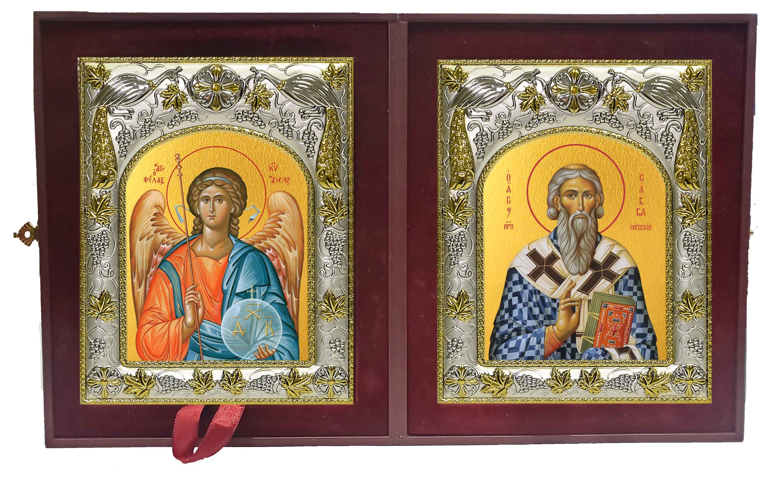 Складень Ангел Хранитель и Савва Сербский