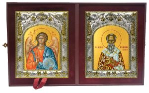Складень Ангел Хранитель и Иоанн (Иван) Милостивый, Патриарх Александрийский, святитель