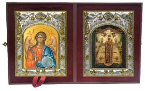 Складень Ангел Хранитель и Вертоград заключенный, икона Божией Матери