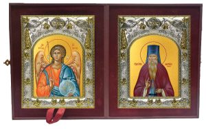 Складень Ангел Хранитель и Амвросий Оптинский преподобный