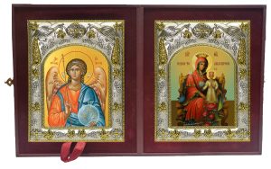 Складень Ангел Хранитель и Неувядаемая роза, икона Божией Матери
