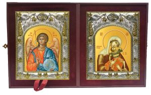 Складень Ангел Хранитель и Взыграние младенца, икона Божией Матери