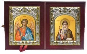 Складень Ангел Хранитель и Ольга равноапостольная