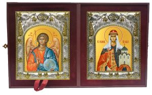 Складень Ангел Хранитель и Ольга равноапостольная великая княгиня