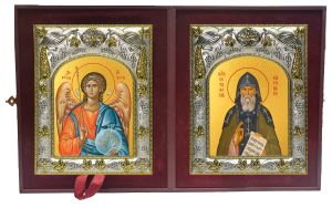Складень Ангел Хранитель и Серафим Вырицкий преподобный