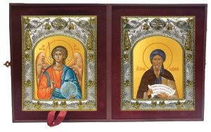 Складень Ангел Хранитель и Святой преподобный Косма Маиумский (Иерусалимский)