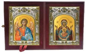 Складень Ангел Хранитель и Знамение, икона Божией Матери