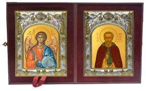 Складень Ангел Хранитель и Феодосий Печерский преподобный