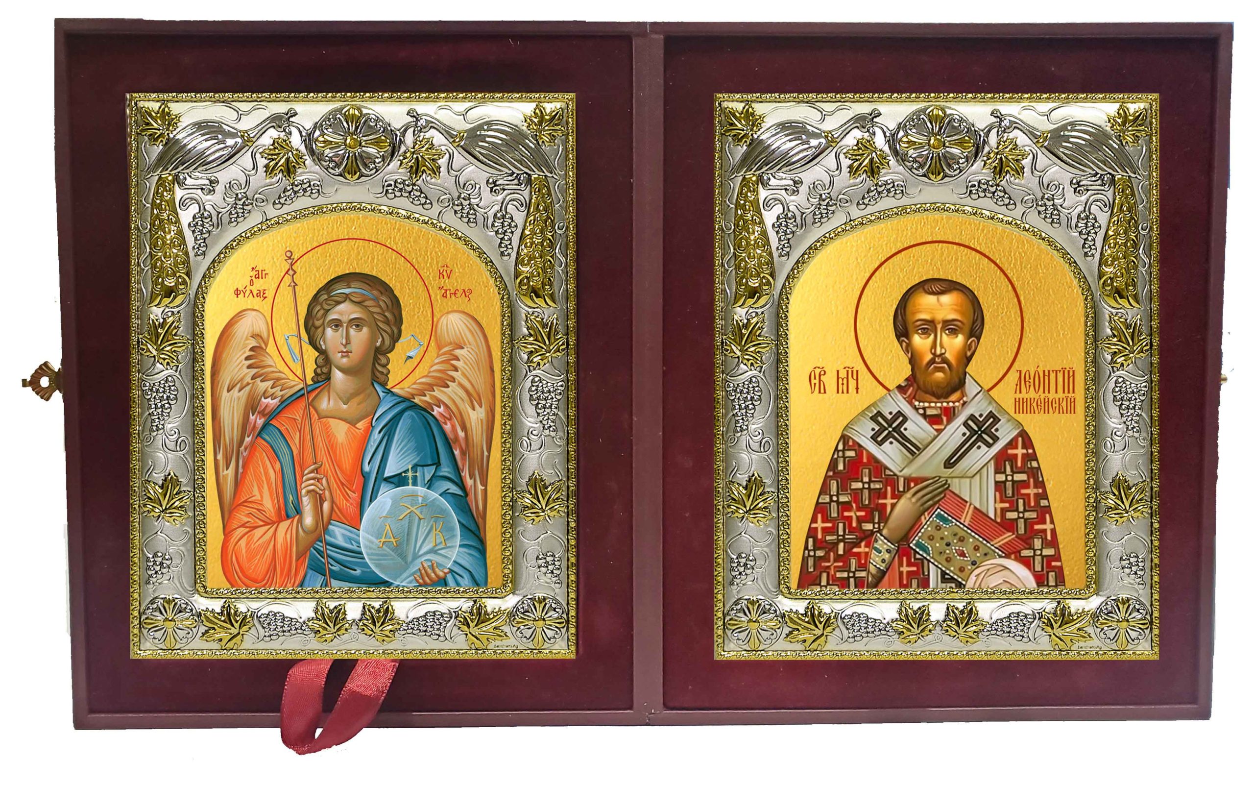 Складень Ангел Хранитель и Леонтий (Леон) Никейский, епископ, священномученик