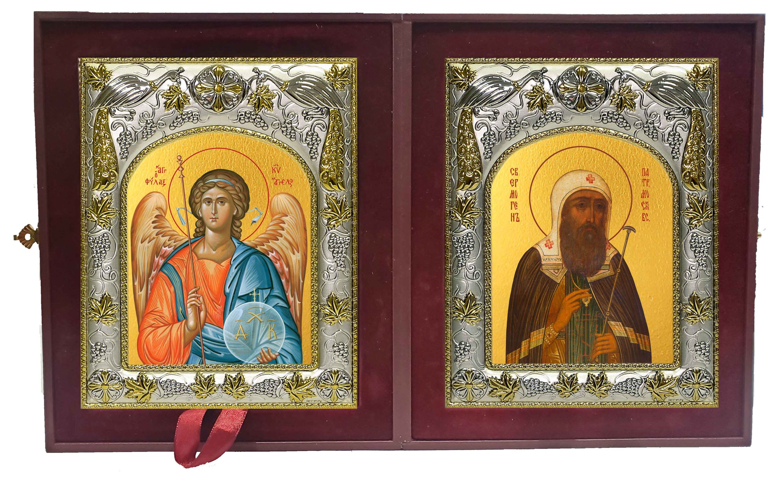 Складень Ангел Хранитель и Ермоген, Патриарх Московский и всея Руси, святитель