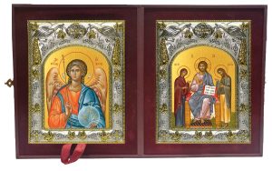 Складень Ангел Хранитель и Деисус, Спас на престоле