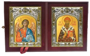 Складень Ангел Хранитель и Спиридон Тримифунтский святитель