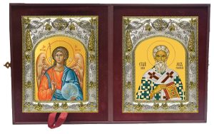 Складень Ангел Хранитель и Лев Великий, папа Римский