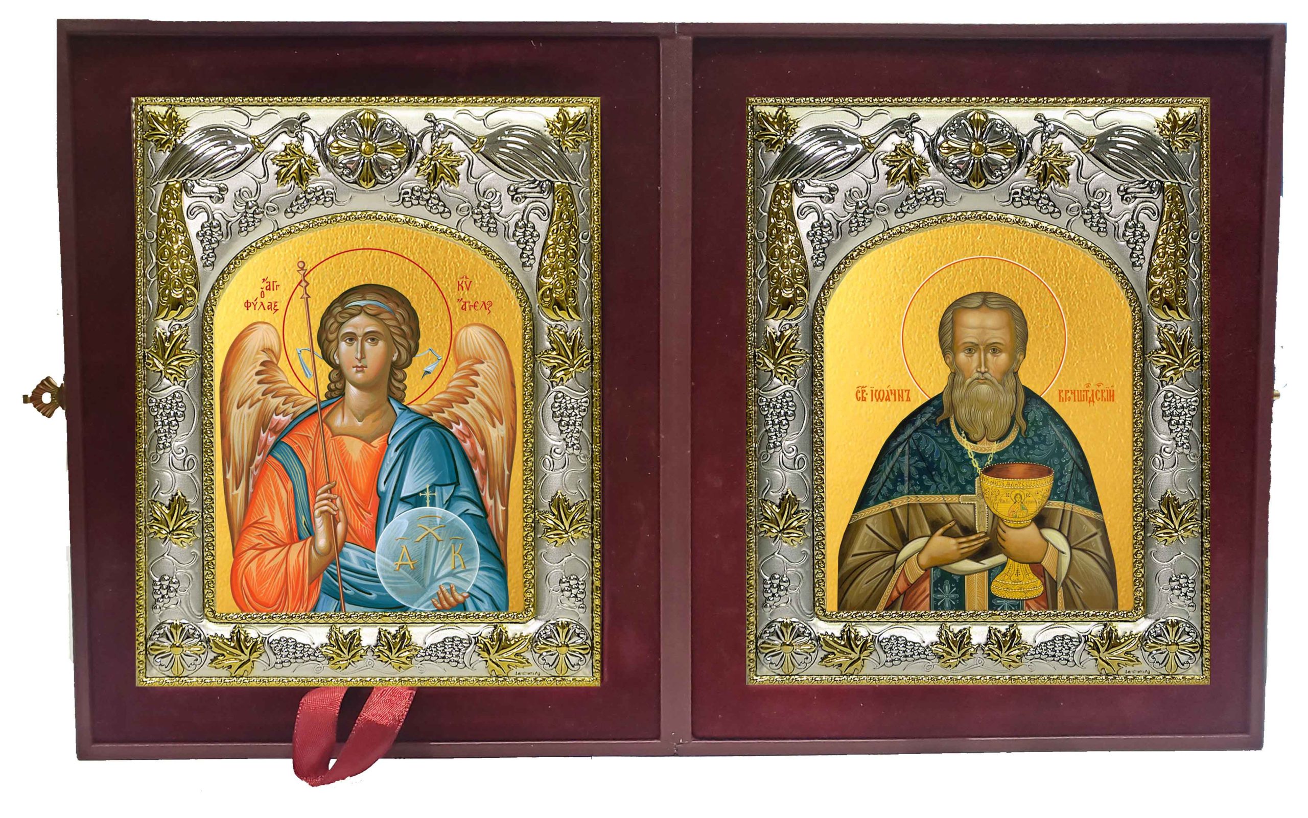 Складень Ангел Хранитель и Иоанн (Иван) Кронштадский праведный, чудотворец
