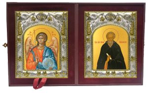 Складень Ангел Хранитель и Никон Радонежский преподобный, игумен